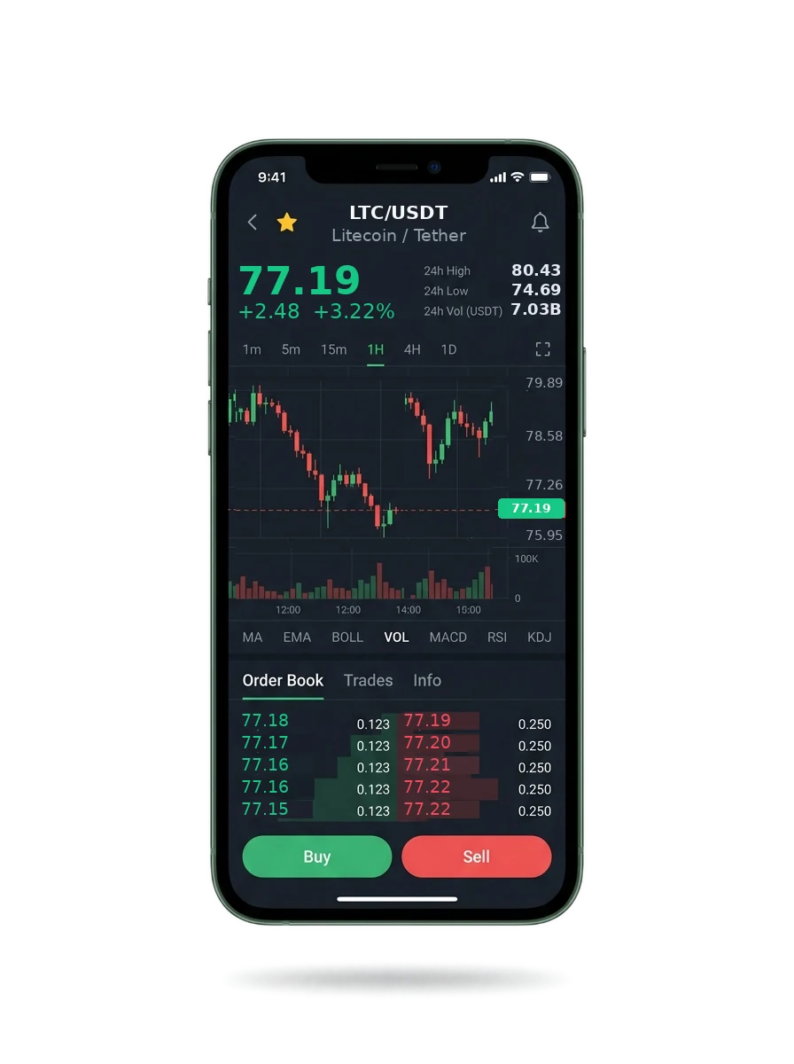 Mobile app screen showing a portfolio summary and a message thread with an account specialist